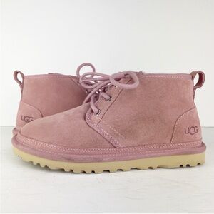 UGG Neumel Chukka Shell Pink Suede Leather Shearling Lace Up Ankle Boots